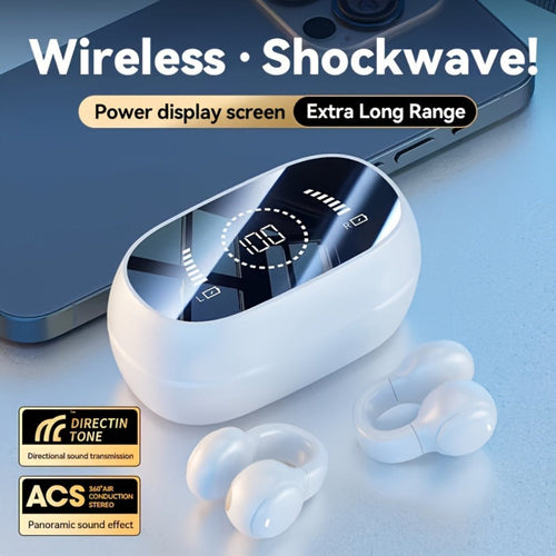 Open-Ear Clip Earbuds with Digital-Display Charging Case