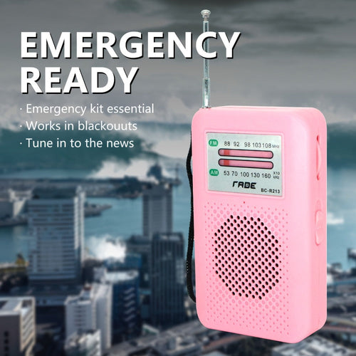 Radio de poche AM/FM à syntonisation manuelle, antenne télescopique et dragonne