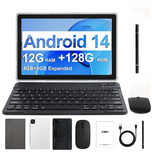 Tablette Android 14 de 10,1 po 2 en 1, 8 cœurs, Wi-Fi 6, 128 Go, avec clavier et souris