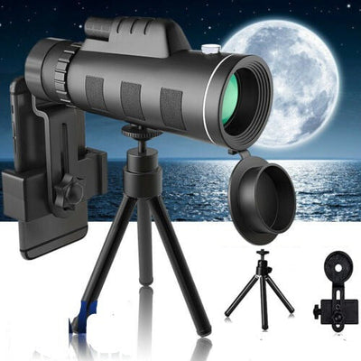 Monoculaire HD 40x60 à prisme BAK4 avec support de téléphone et trépied