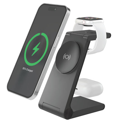 Just Wireless – Station de charge magnétique 3-en-1 20 W (iPhone, Apple Watch, AirPods) (Neuf)