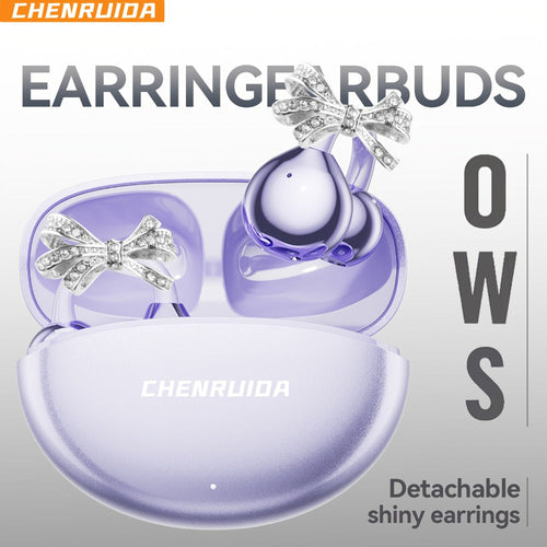Écouteurs sans fil à oreille ouverte style boucle d'oreille papillon, traduction IA