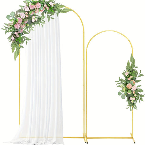 Ensemble de 2 arches de fond dorées à sommet arrondi, 7,2 pi et 6 pi, avec bases plates