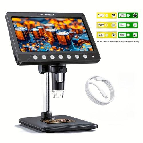 Microscope numérique USB 1200X écran IPS 7 po avec 8 DEL réglables