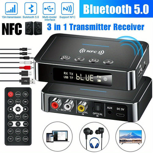 2-in-1 Bluetooth Transmitter Receiver, 3.5mm AUX, NFC, Dual RCA Output