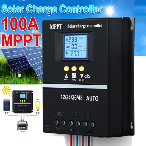 100A MPPT Solar Charge Controller with LCD – 12/24/36/48V, Lithium and Lead-Acid