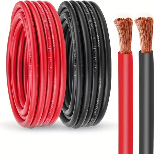 Ensemble de câbles en cuivre OFC 8 AWG rouge et noir — batterie auto, marine et solaire