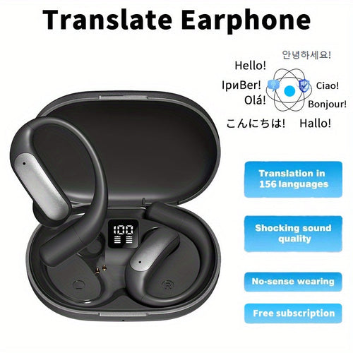 Écouteurs traducteurs IA Bluetooth 5.4, 156 langues, traduction bidirectionnelle