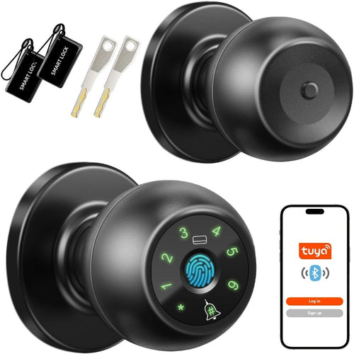 5-in-1 Smart Knob Door Lock: Fingerprint, App, IC Card, Passcode & Key