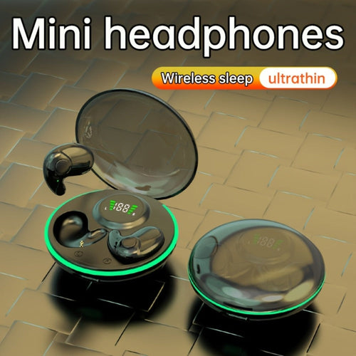 Mini Sleep Earbuds with Round Transparent Digital Display Case