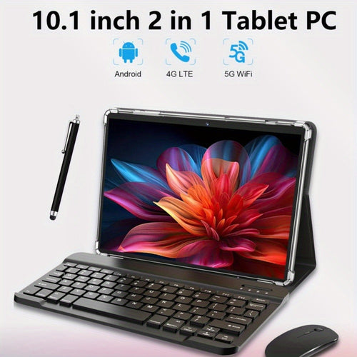 Tablette Android 13 de 10,1 po 4G LTE, processeur 10 cœurs, 128 Go, clavier Bluetooth