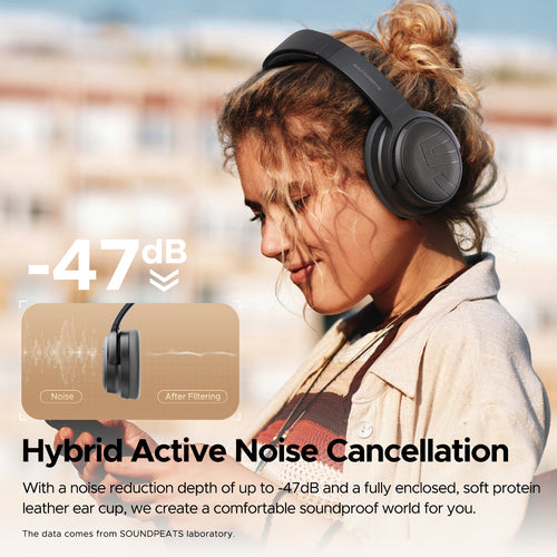 SOUNDPEATS Space Pro — casque sans fil ANC hybride, LDAC, 151 h