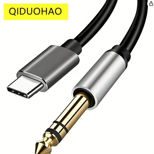 Câble audio USB-C vers 6,35 mm (1/4 po) pour téléphone et console de mixage, gris