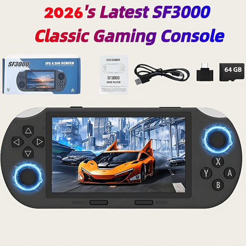 Console de jeu portable SF3000, écran IPS 4,5 po 854 x 480, 64 Go, batterie 3000 mAh
