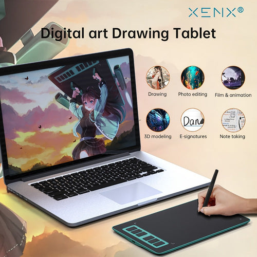 P1-640 Graphics Drawing Tablet, 8192 Pressure Levels, 6 Hot Keys, 6.6 x 4.1 Inch Area