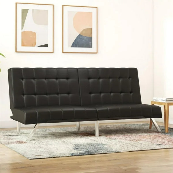 Dorel Hometrends Evie – Futon Convertible en Similicuir Noir (Nouveau)