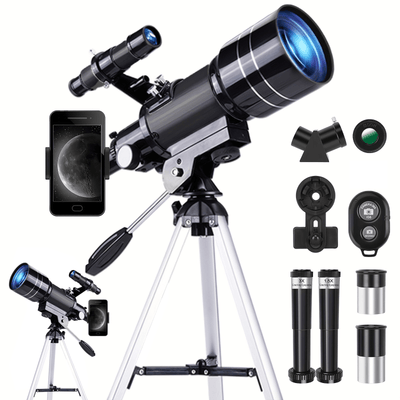 70mm Refractor Telescope Kit with Tripod, Phone Holder and Two Eyepieces