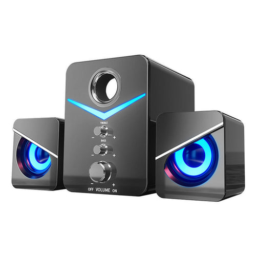 USB-Powered Computer Speakers with Subwoofer, 3.5mm AUX, Dual 2-Inch Tweeters