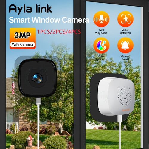 3MP Window-Style Security Camera, Dual-Band WiFi, Full-Color Night Vision, 1/2/4 Pack