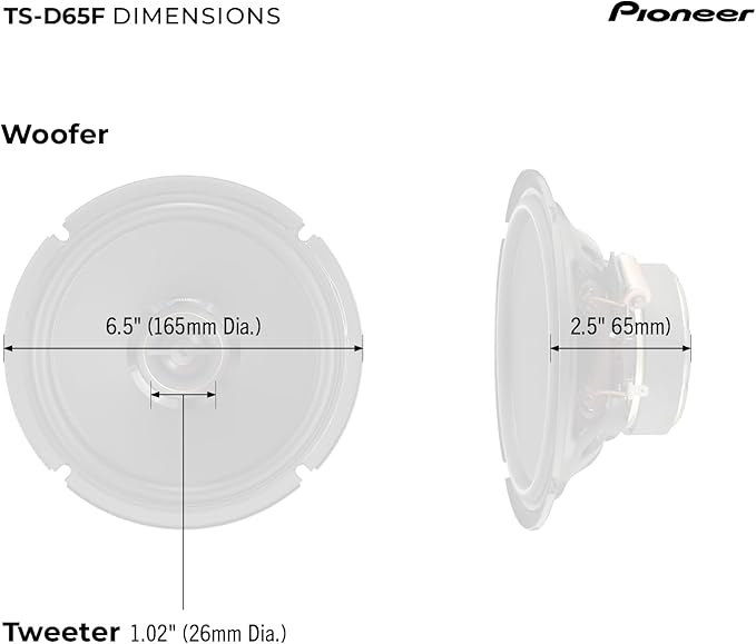 Pioneer D Series TS-D65F – 6.5" 2-way coaxial speakers (270W)