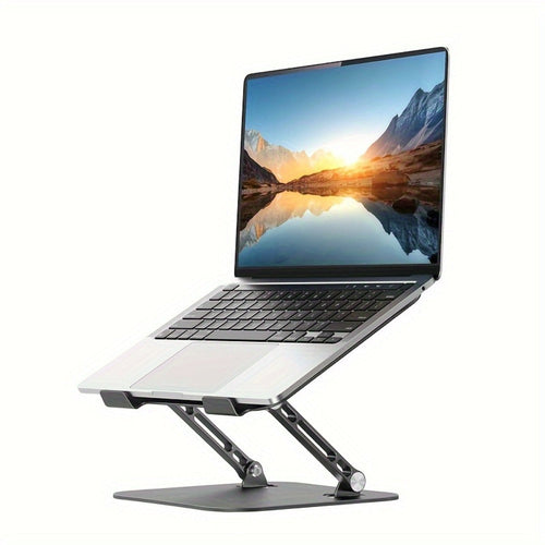 Foldable Laptop Stand with Vented Metal Tray and Dual Hinges, 10-16.5 in