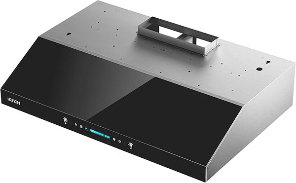 IKTCH Hotte de cuisine de 76,2 cm, 900 CFM avec contrôle gestuel et écran tactile, 4 réglages de vitesse, hotte de cuisinière en acier inoxydable avec 2 filtres à déflecteur