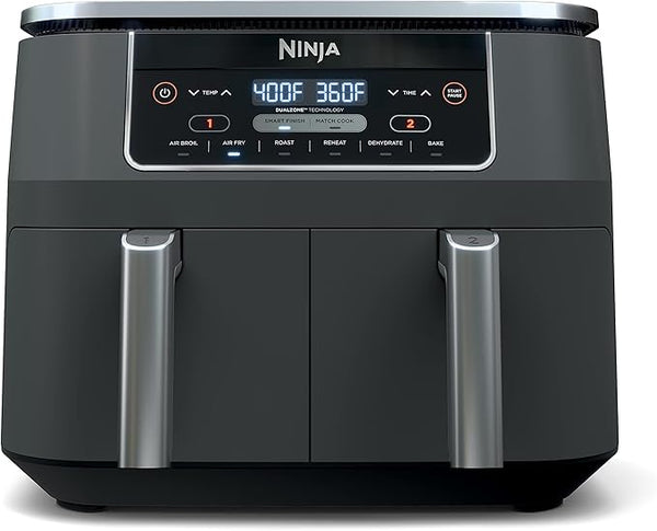 Ninja DZ201C Foodi – 6-in-1 Air Fryer with Two Independent 8-Quart (7.6 L) Baskets and DualZone™ Technology, Dark Gray (Like New Open Box)