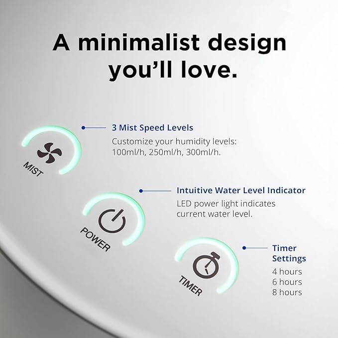 Carepod 31S Stainless Steel Humidifier – Large Room, Baby &amp; Easy Clean