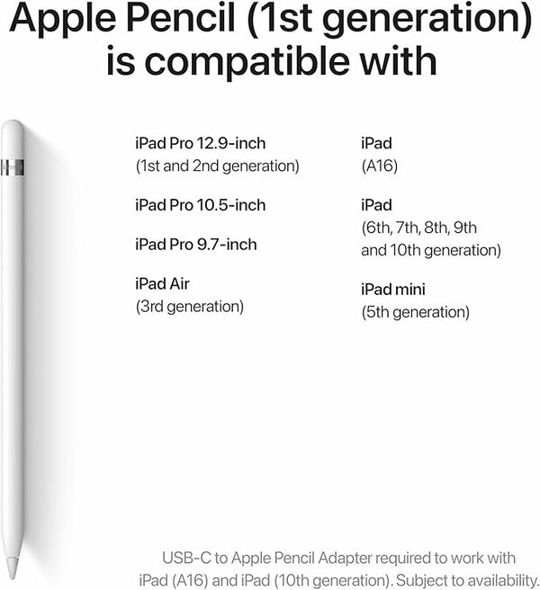 Apple Pencil (1ʳᵉ génération, 2022) – avec adaptateur USB-C pour iPad