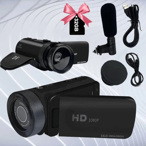 1080p 16MP Digital Camera with 2.7 in Rotating Screen, 16x Zoom and 32GB Card
