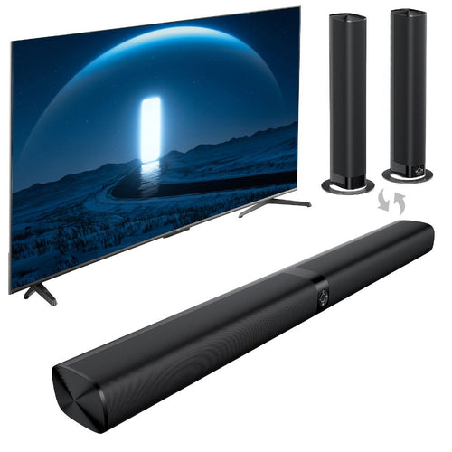 Barre de son TV détachable 32 po avec caisson de basses, ARC, optique, AUX et télécommande