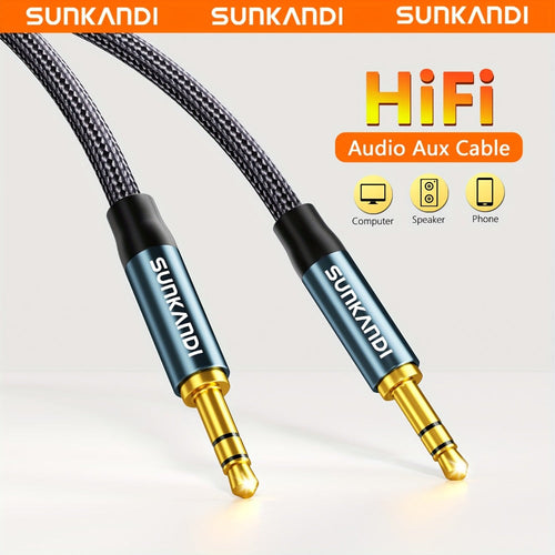 Câble audio AUX 3,5 mm mâle-mâle, stéréo anti-emmêlement, auto, casque, enceinte