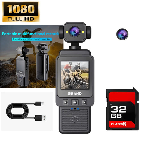 DV01 1080P Wearable Action Camera with Clip, Rechargeable, Optional 32GB Card