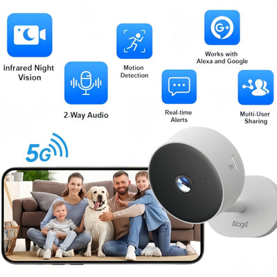 3MP Card-Style Indoor Security Camera, Dual-Band WiFi, IR Night Vision, Two-Way Audio