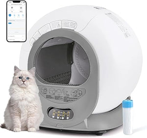 Litière Autonettoyante Grande Capacité – Bac Automatique pour Chats avec Contrôle via Application, Isolation des Odeurs et Sac Inclus (Boite ouverte)