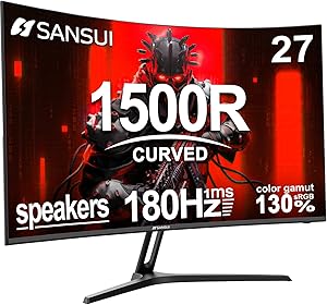 Écran gaming SANSUI 27” – 180Hz, HDMI, FHD  1920*1080, bordures minces