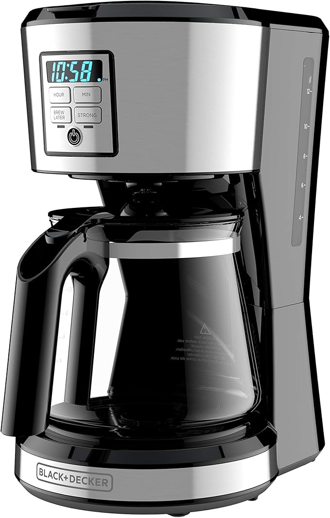 Cafetière Programmable BLACK+DECKER 12 Tasses – Acier Inoxydable, CM1231SC (bOITE OUVERTE)