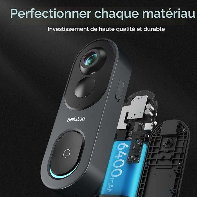 BOTSLAB 5MP Wireless Outdoor Doorbell Camera – 180° Head-to-Pedestrian