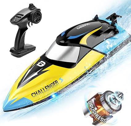 DEERC 2104 Challenger Remote Control Boat – 2.4GHz High Speed ​​Brushless RC Boat with Rechargeable Battery, Waterproof and Stable – For Kids and Adults – Open Box, Never Used