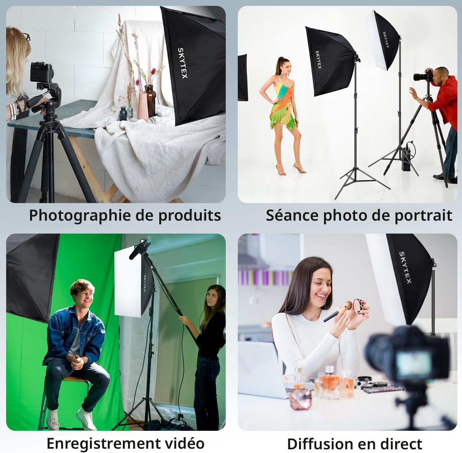 Softboxes SKYTEX Photo Lighting Kit – 2 x 85W LED Softboxes – 2700K-6400K – Stud ...