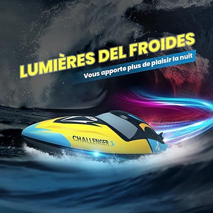 Bateau Télécommandé DEERC 2104 Challenger – RC Boat Brushless Haute Vitesse 2,4 GHz avec Batterie Rechargeable, Étanche et Stable – Pour Enfants et Adultes – Boîte ouverte, jamais utilisé