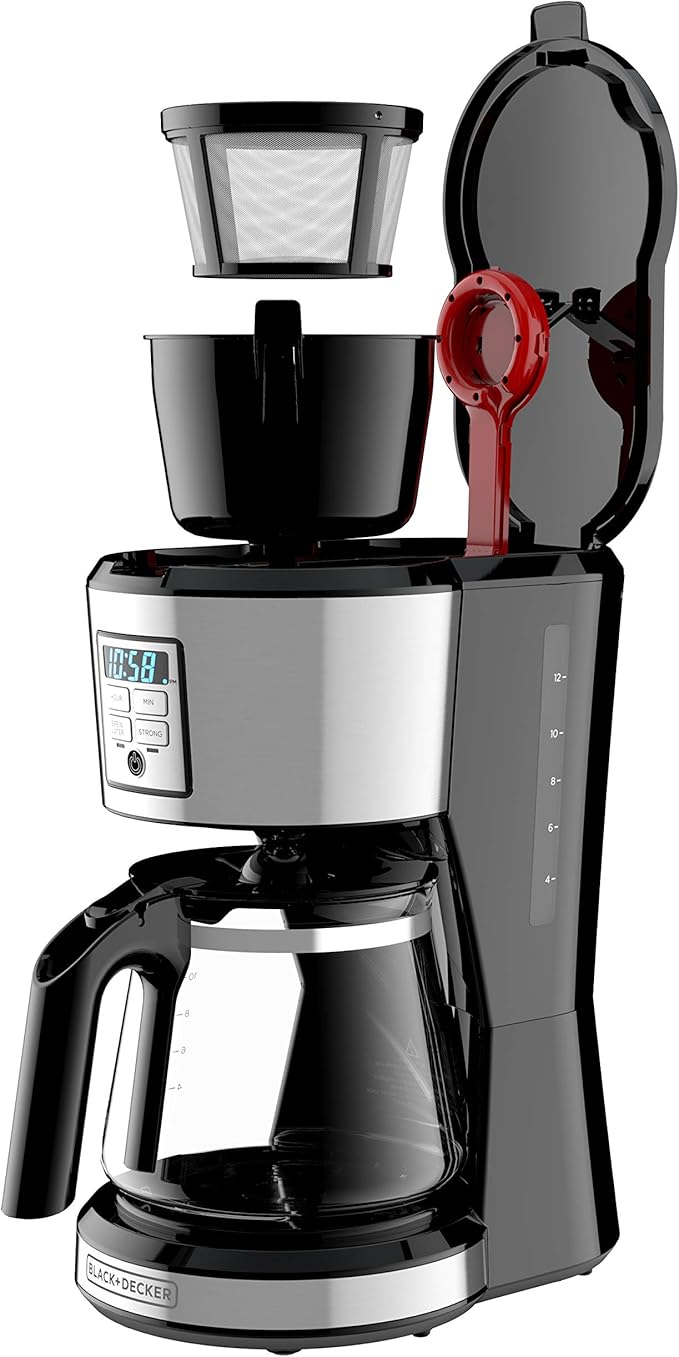 Cafetière Programmable BLACK+DECKER 12 Tasses – Acier Inoxydable, CM1231SC (bOITE OUVERTE)