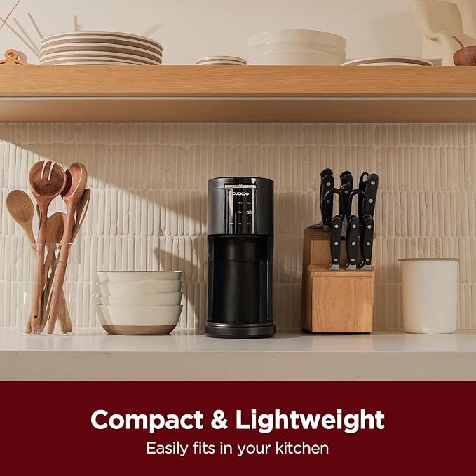 Cafetière CUCKOO CCM-AK011B 3-en-1 – 1.2L, Compatible K-Cup, 5 Tailles de Tasses, Auto-Nettoyage (Boite Ouverte)