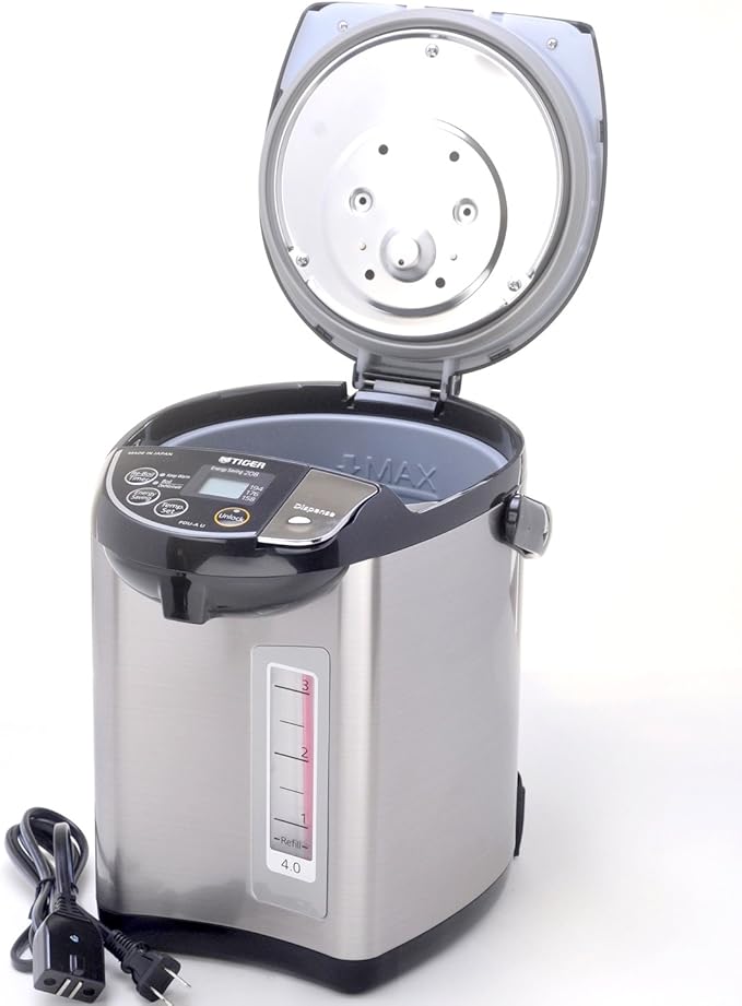 Bouilloire Électrique et Chauffe-Eau Tiger PDU-A40U-K – 4,0 L, Acier Inoxydable Noir (Boite ouverte)