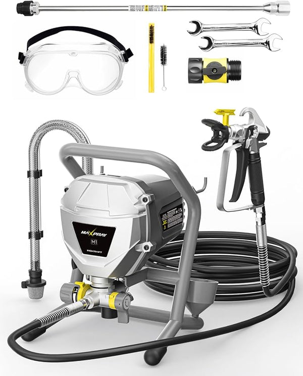 MaXpray M1 Airless Paint Sprayer – Professional, High Efficiency, No Dilution Paint Sprayer – For Interior and Exterior DIY Painting Projects, With Accessories (Open Box)