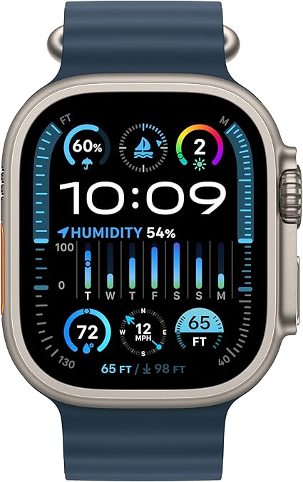 Apple Watch Ultra 2 [GPS + Cellular 49mm] avec Boîtier en Titane et Bracelet Océan Bleu (Nouveau)