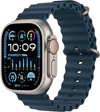 Apple Watch Ultra 2 [GPS + Cellular 49mm] avec Boîtier en Titane et Bracelet Océan Bleu (Nouveau)