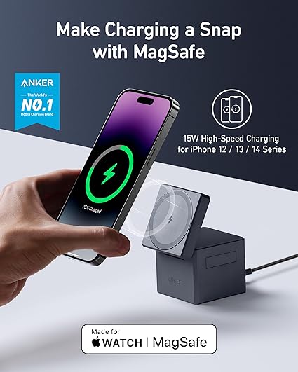 Anker MagGo Station de Charge Sans Fil 3-en-1 avec Qi2 (boite ouverte jamais utilisé)