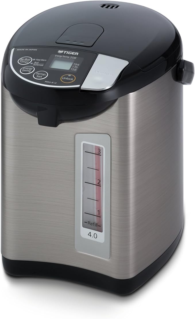 Bouilloire Électrique et Chauffe-Eau Tiger PDU-A40U-K – 4,0 L, Acier Inoxydable Noir (Boite ouverte)