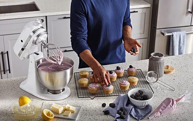 KitchenAid K45SSWH Série Classic – Mélangeur sur socle à tête inclinable de 4,5 litres, blanc (Boite ouverte jamais utilisé))